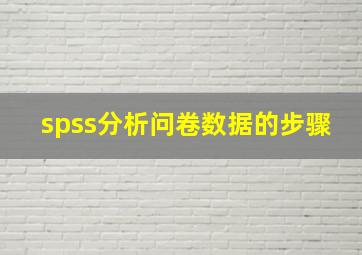 spss分析问卷数据的步骤