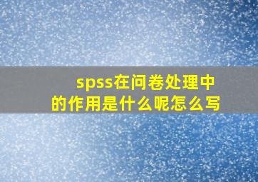 spss在问卷处理中的作用是什么呢怎么写