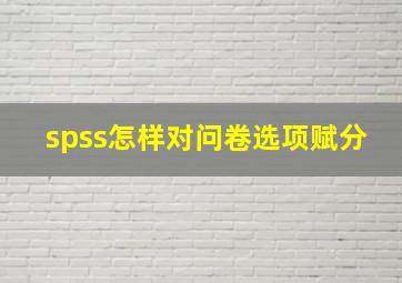 spss怎样对问卷选项赋分