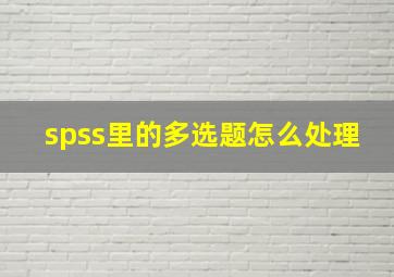 spss里的多选题怎么处理