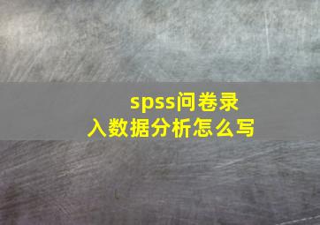 spss问卷录入数据分析怎么写