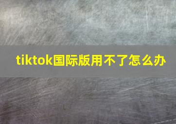 tiktok国际版用不了怎么办