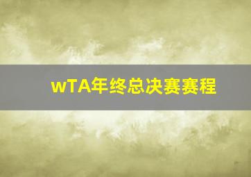 wTA年终总决赛赛程