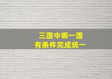 三国中哪一国有条件完成统一