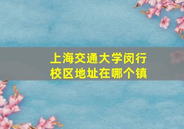 上海交通大学闵行校区地址在哪个镇