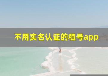 不用实名认证的租号app