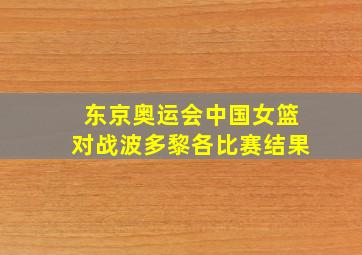 东京奥运会中国女篮对战波多黎各比赛结果