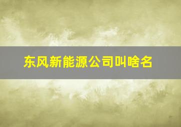 东风新能源公司叫啥名