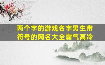 两个字的游戏名字男生带符号的网名大全霸气高冷