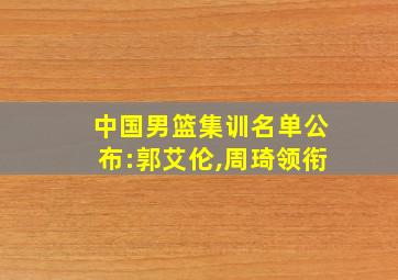 中国男篮集训名单公布:郭艾伦,周琦领衔