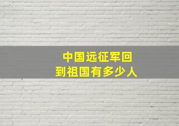 中国远征军回到祖国有多少人