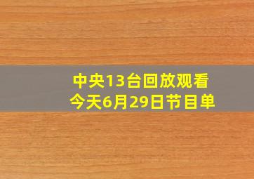 中央13台回放观看今天6月29日节目单