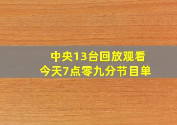 中央13台回放观看今天7点零九分节目单