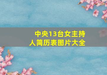 中央13台女主持人简历表图片大全