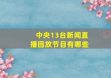 中央13台新闻直播回放节目有哪些