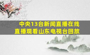 中央13台新闻直播在线直播观看山东电视台回放