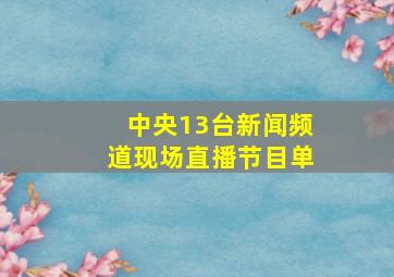 中央13台新闻频道现场直播节目单