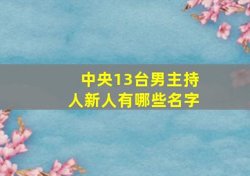 中央13台男主持人新人有哪些名字