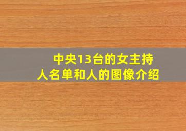 中央13台的女主持人名单和人的图像介绍