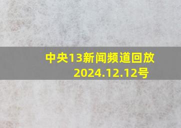 中央13新闻频道回放2024.12.12号