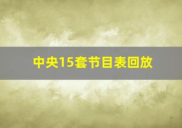 中央15套节目表回放