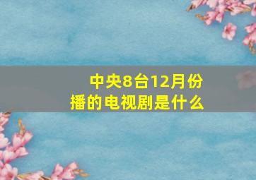 中央8台12月份播的电视剧是什么