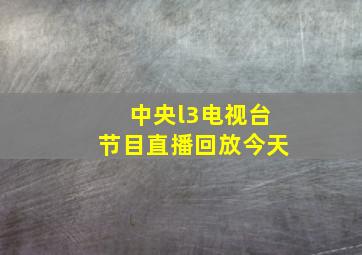 中央l3电视台节目直播回放今天