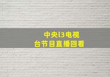 中央l3电视台节目直播回看