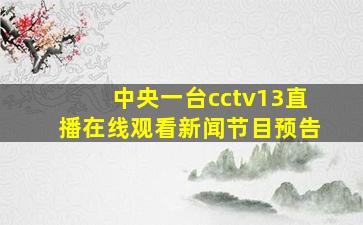 中央一台cctv13直播在线观看新闻节目预告