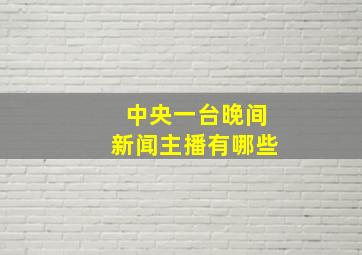 中央一台晚间新闻主播有哪些