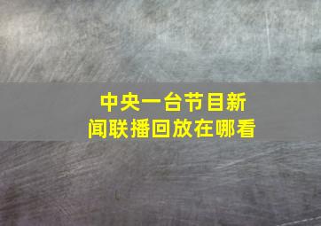 中央一台节目新闻联播回放在哪看