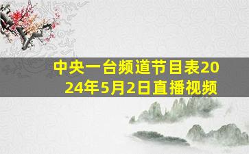 中央一台频道节目表2024年5月2日直播视频