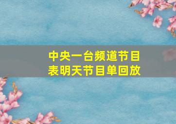 中央一台频道节目表明天节目单回放