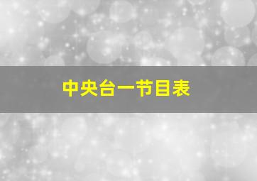 中央台一节目表