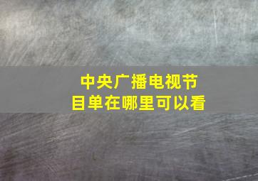 中央广播电视节目单在哪里可以看