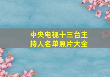 中央电视十三台主持人名单照片大全