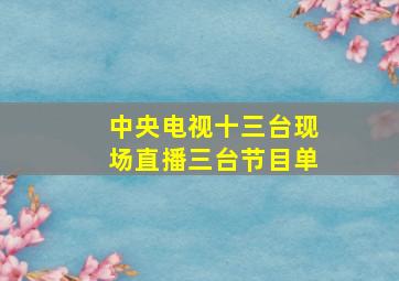 中央电视十三台现场直播三台节目单