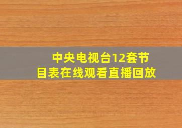 中央电视台12套节目表在线观看直播回放