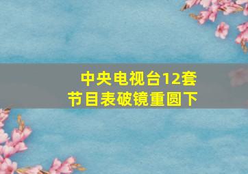 中央电视台12套节目表破镜重圆下