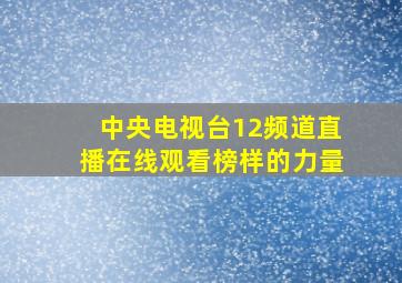 中央电视台12频道直播在线观看榜样的力量