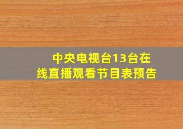 中央电视台13台在线直播观看节目表预告