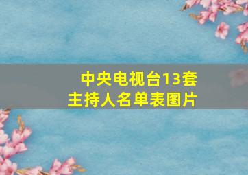 中央电视台13套主持人名单表图片