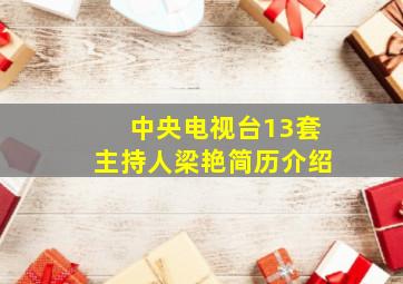 中央电视台13套主持人梁艳简历介绍