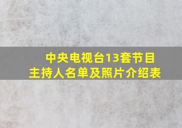 中央电视台13套节目主持人名单及照片介绍表