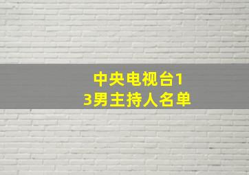 中央电视台13男主持人名单