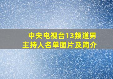 中央电视台13频道男主持人名单图片及简介