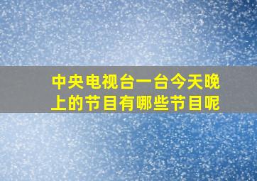 中央电视台一台今天晚上的节目有哪些节目呢