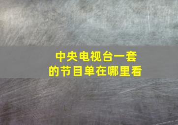 中央电视台一套的节目单在哪里看