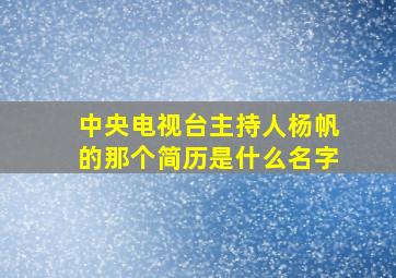 中央电视台主持人杨帆的那个简历是什么名字