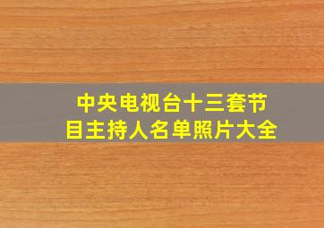 中央电视台十三套节目主持人名单照片大全